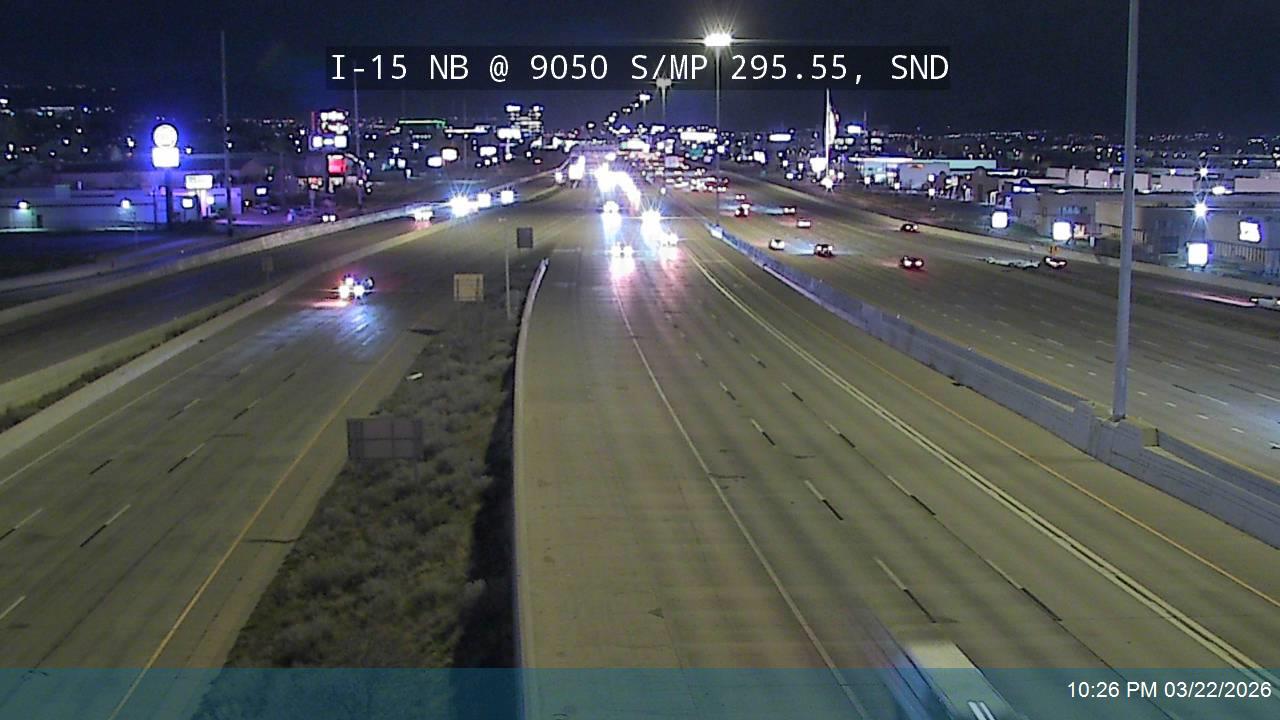 I-15 NB @ 9050 S / MP 295.55, SND live webcam