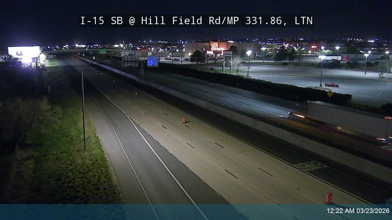 I-15 SB @ Hill Field Rd / 1150 N / SR-232 / MP 331.86, LTN live webcam