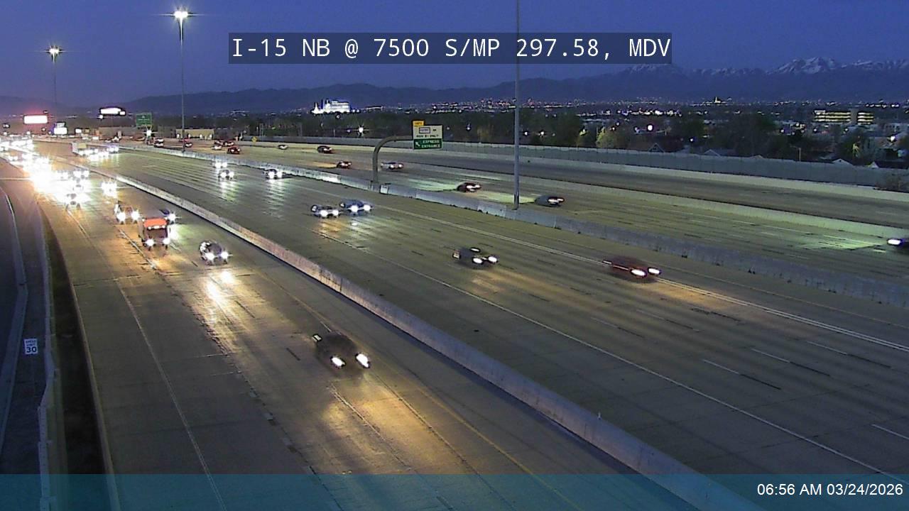 I-15 NB @ 7500 S / MP 297.58, MDV live webcam