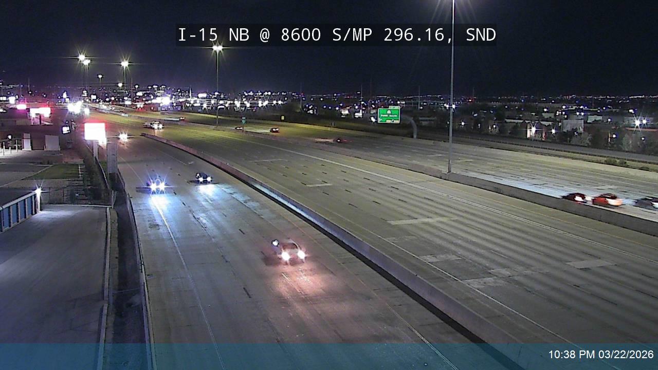 I-15 NB @ 8600 S / MP 296.16, SND live webcam