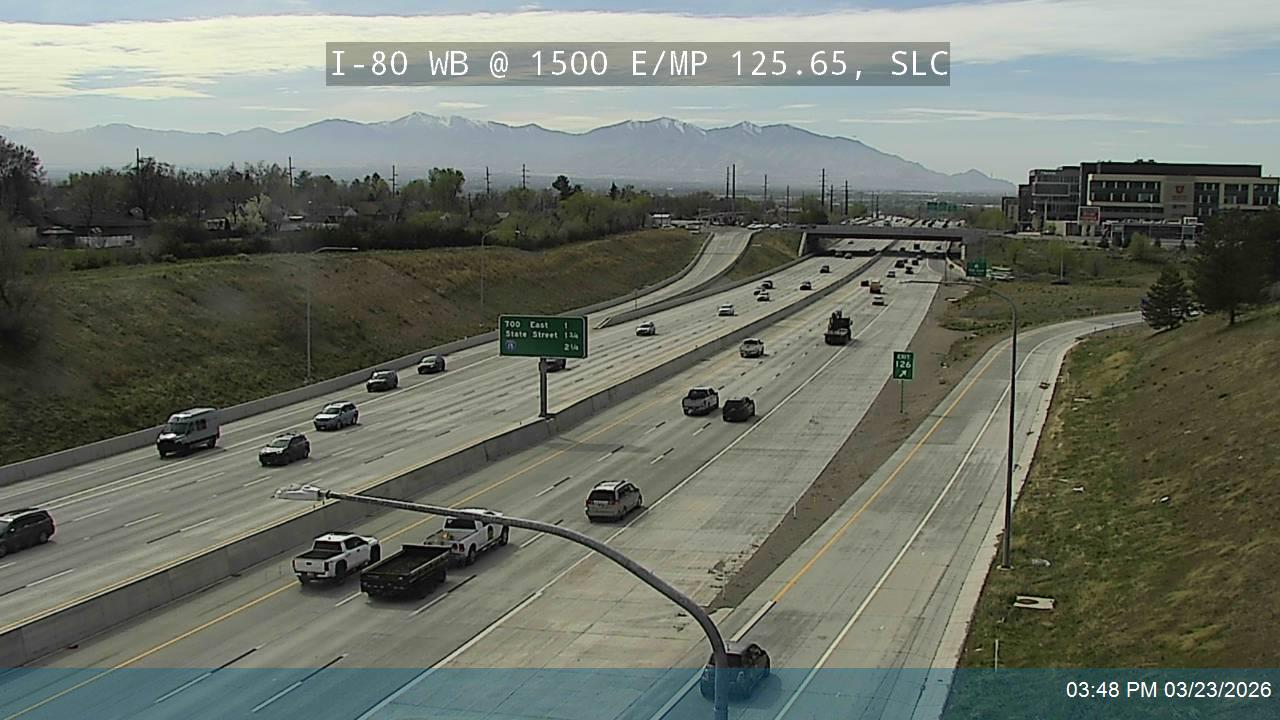 I-80 WB @ 1500 E / MP 125.65, SLC live webcam