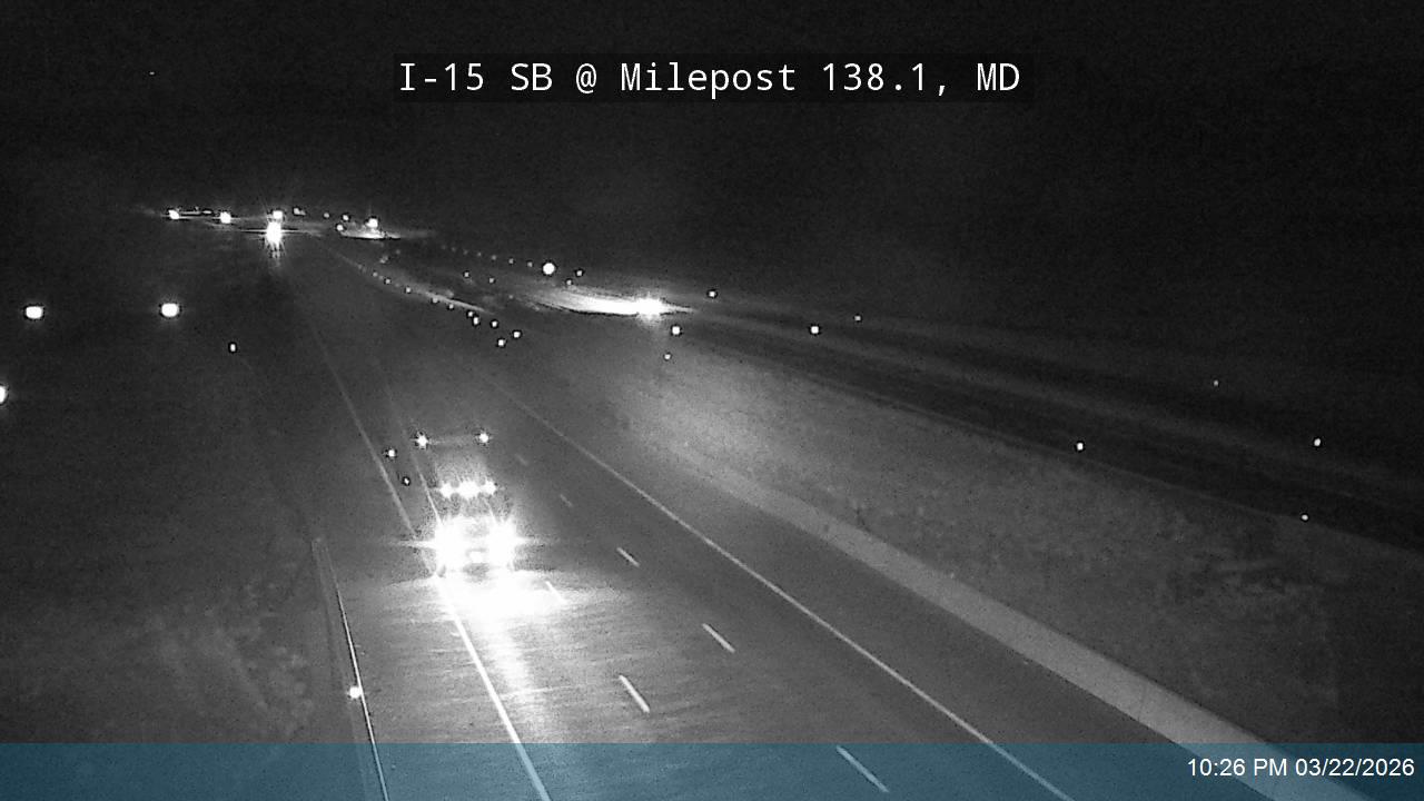 I-15 SB @ Milepost 138.1, MD live webcam