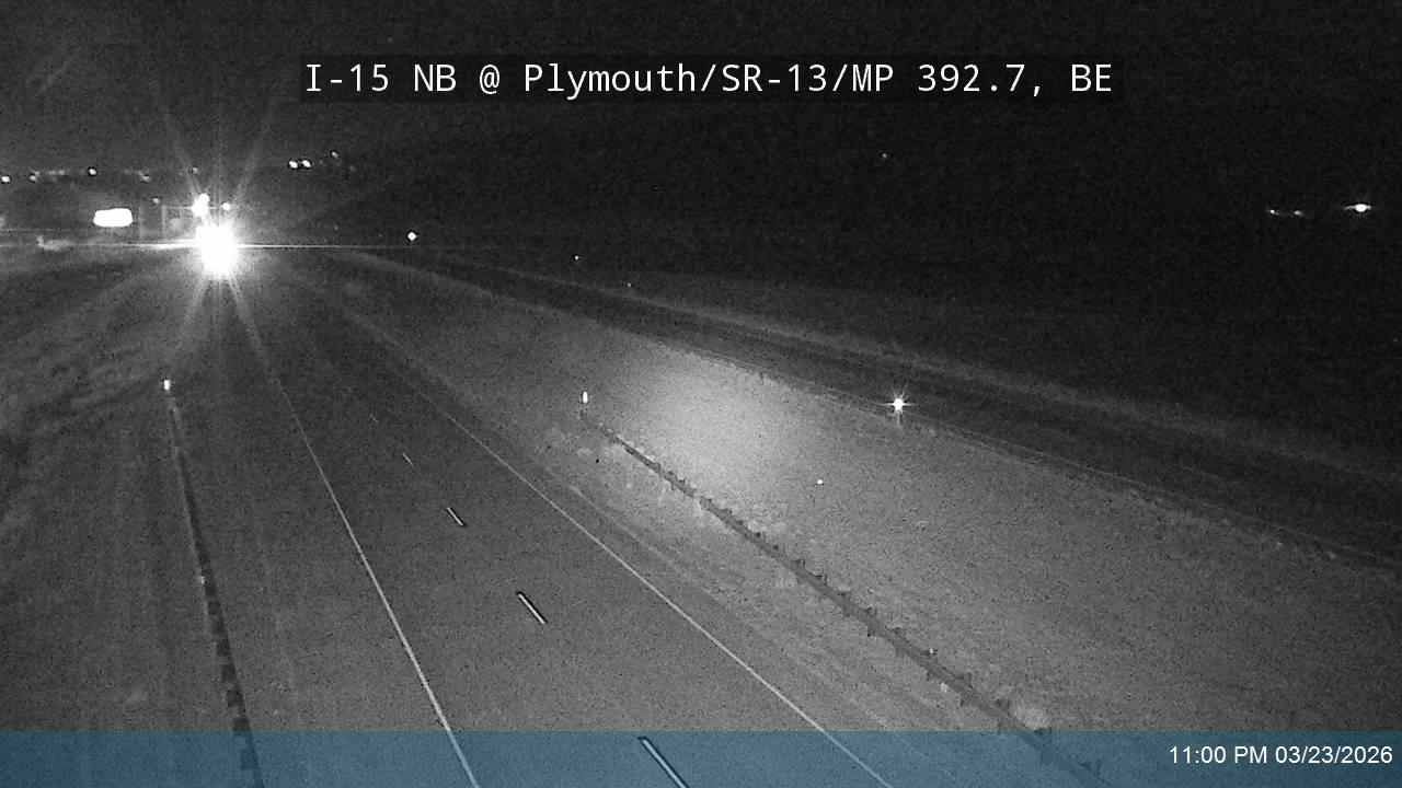 I-15 NB @ Plymouth / SR-13 / MP 392.7, BE live webcam