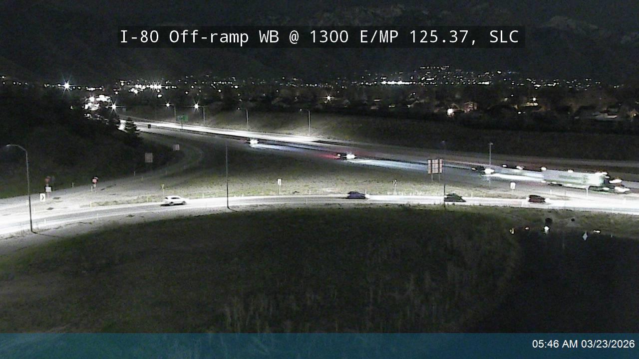 I-80 Off-ramp WB @ 1300 E / MP 125.37, SLC live webcam