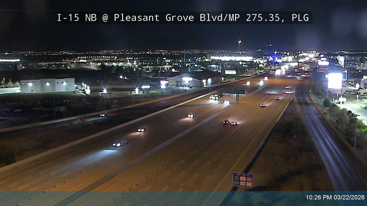 I-15 NB @ Pleasant Grove Blvd / MP 275.35, PLG live webcam