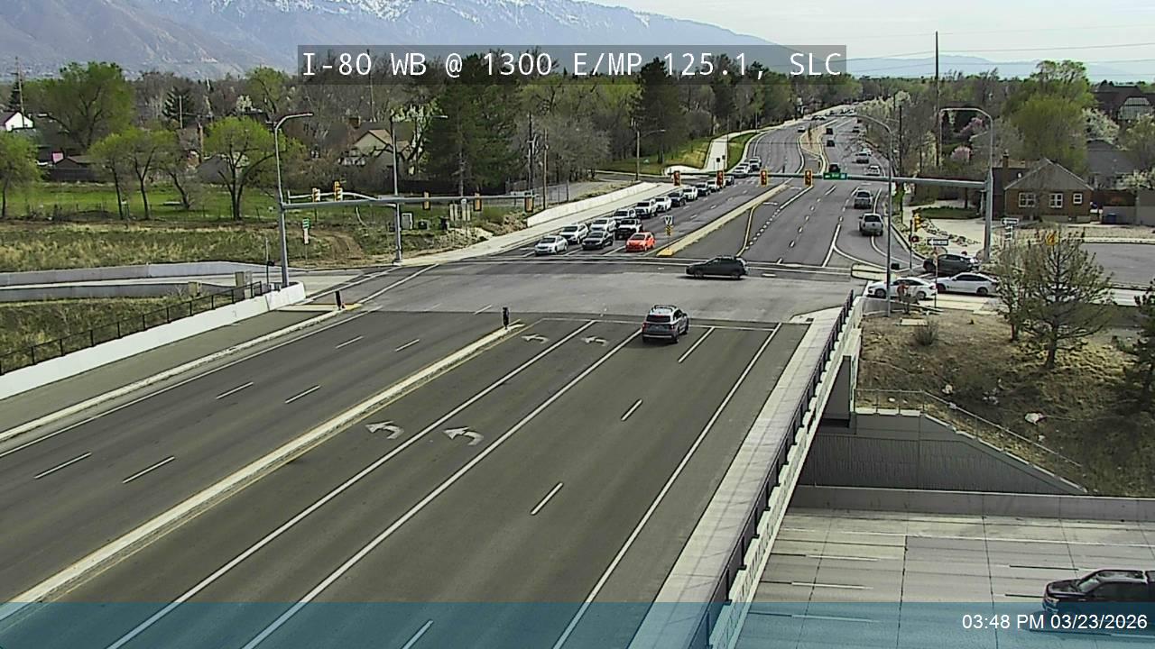 I-80 WB @ 1300 E / MP 125.1, SLC live webcam