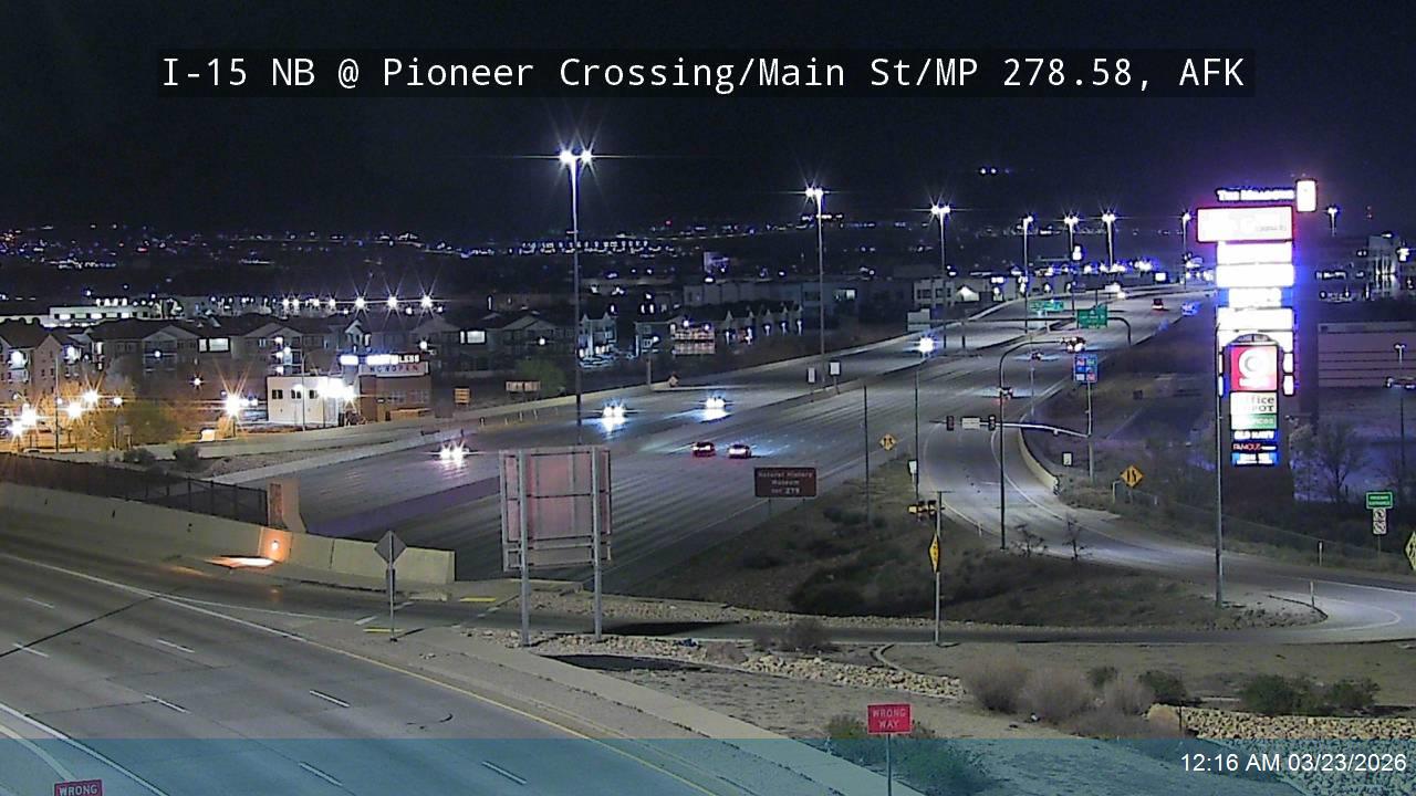 I-15 NB @ Pioneer Crossing / Main St / SR-145 / MP 278.58, AFK live webcam