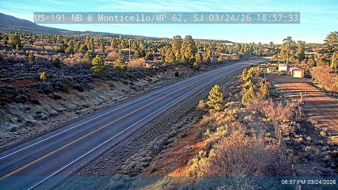 US-191 RWIS NB @ Monticello / MP 62, SJ live webcam