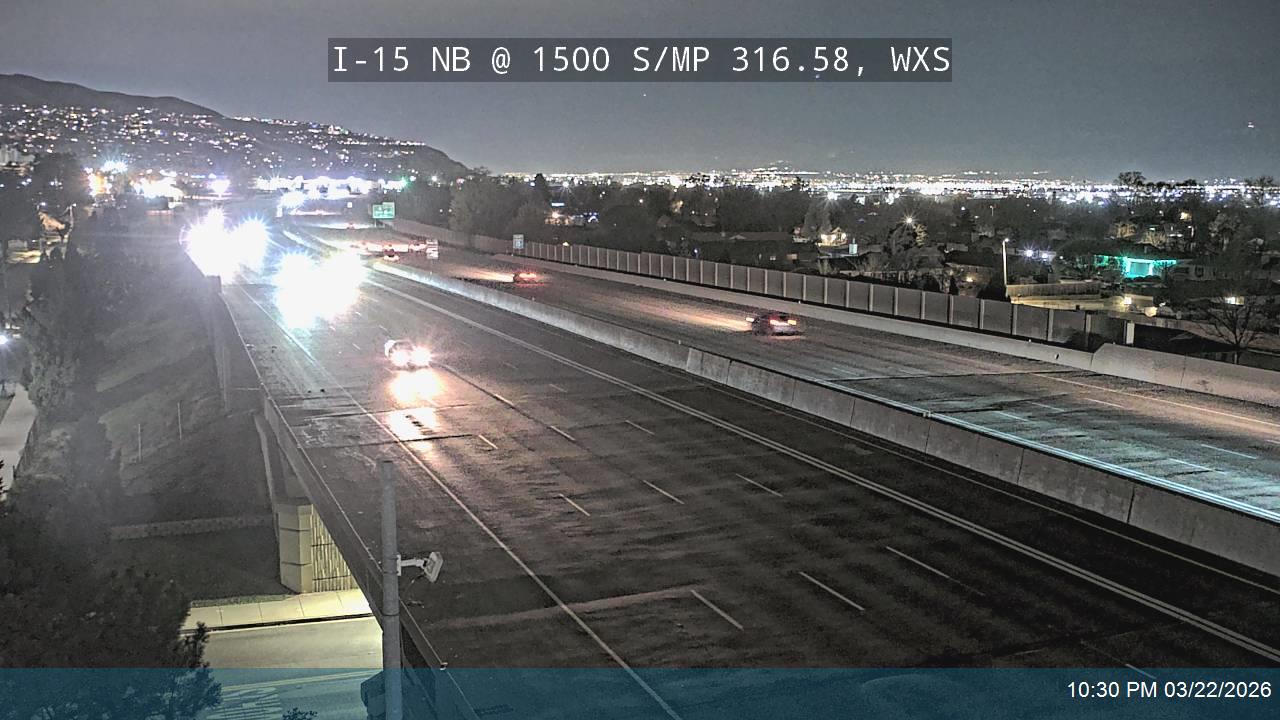 I-15 NB @ 1500 S / MP 316.58, WXS live webcam