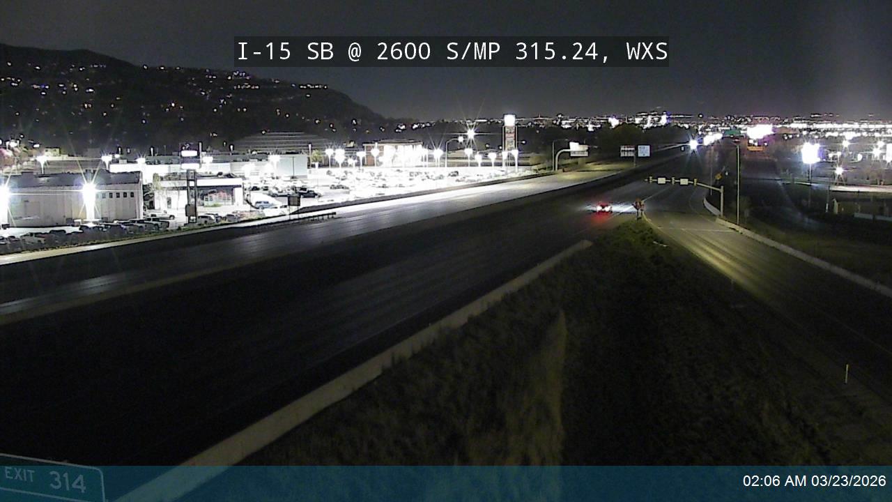 I-15 SB @ 2600 S  / SR-93 / MP 315.24, WXS live webcam