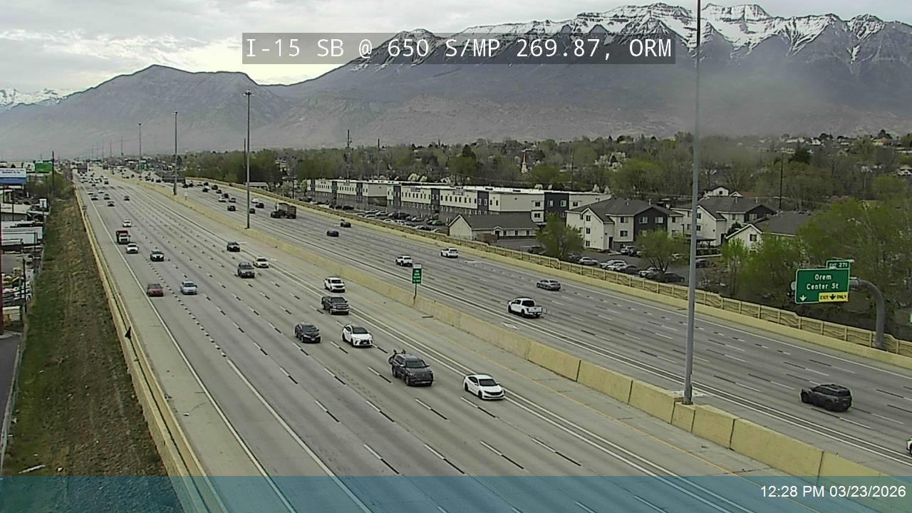 I-15 SB @ 650 S / MP 269.87, ORM live webcam