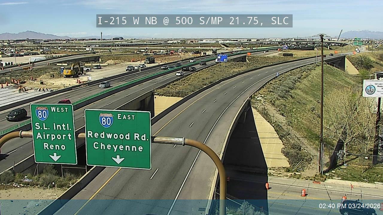 I-215 W NB @ 500 S / MP 21.75, SLC live webcam
