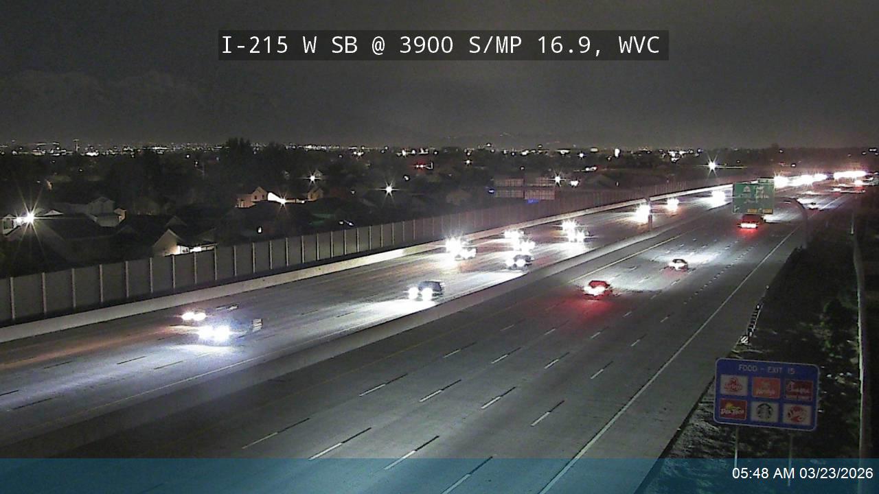 I-215 W SB @ 3900 S / MP 16.9, WVC live webcam