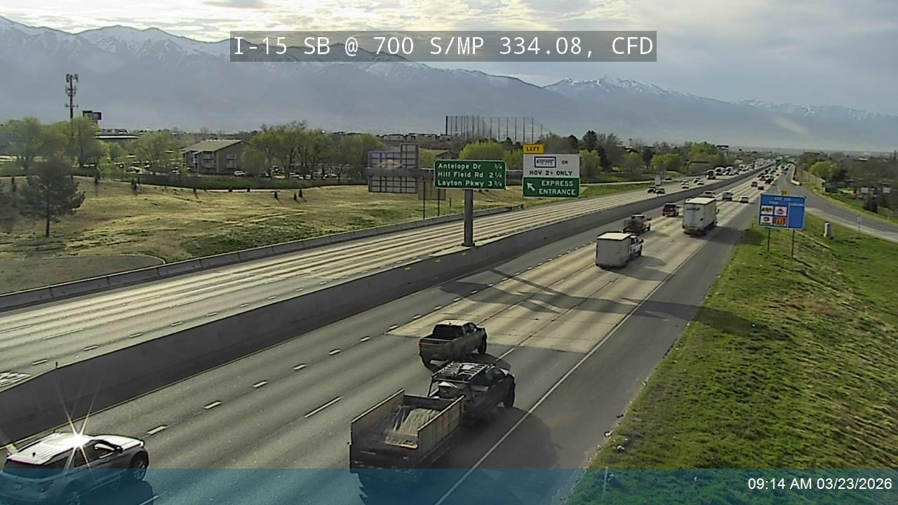 I-15 SB @ 700 S / SR-193 / MP 334.08, CFD live webcam