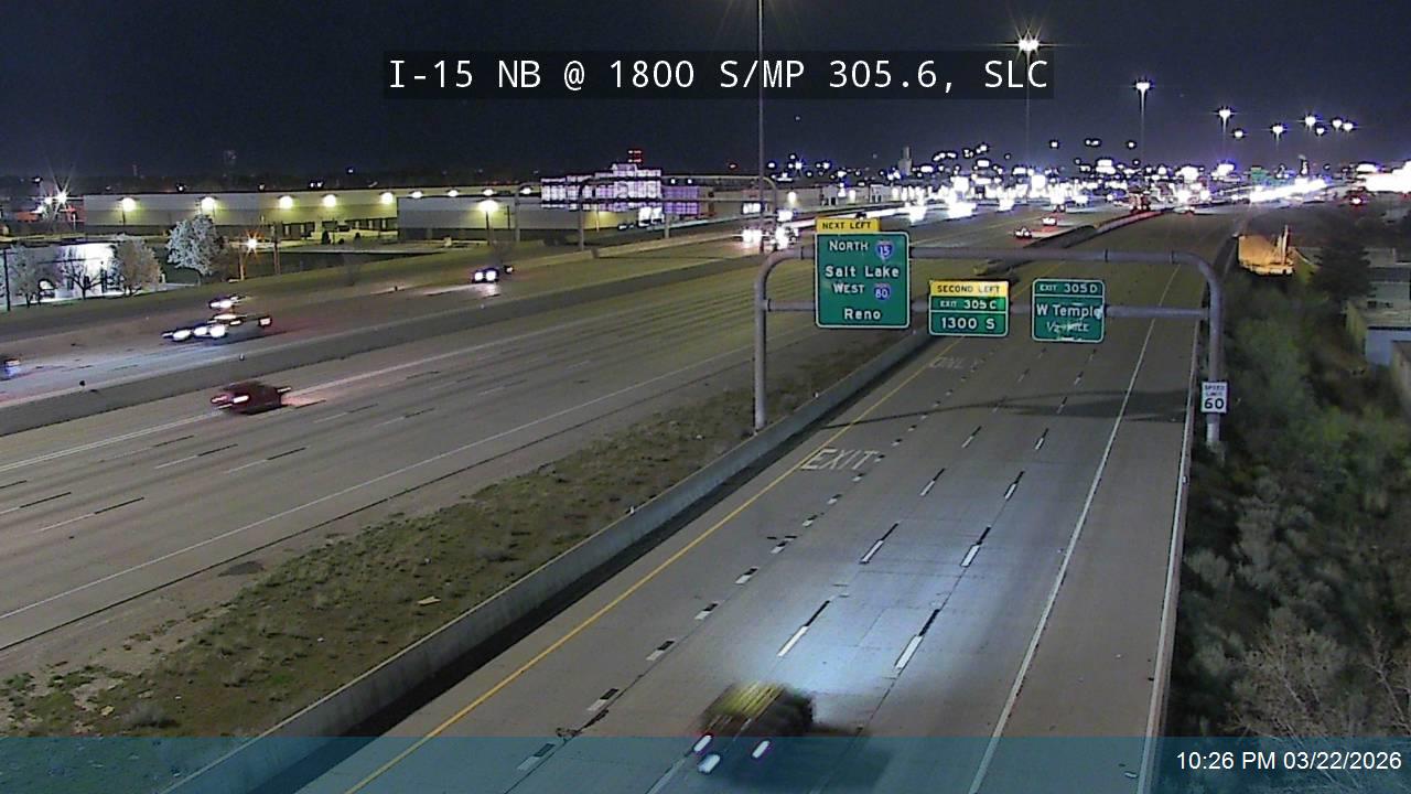 I-15 NB @ 1800 S / MP 305.6, SLC live webcam