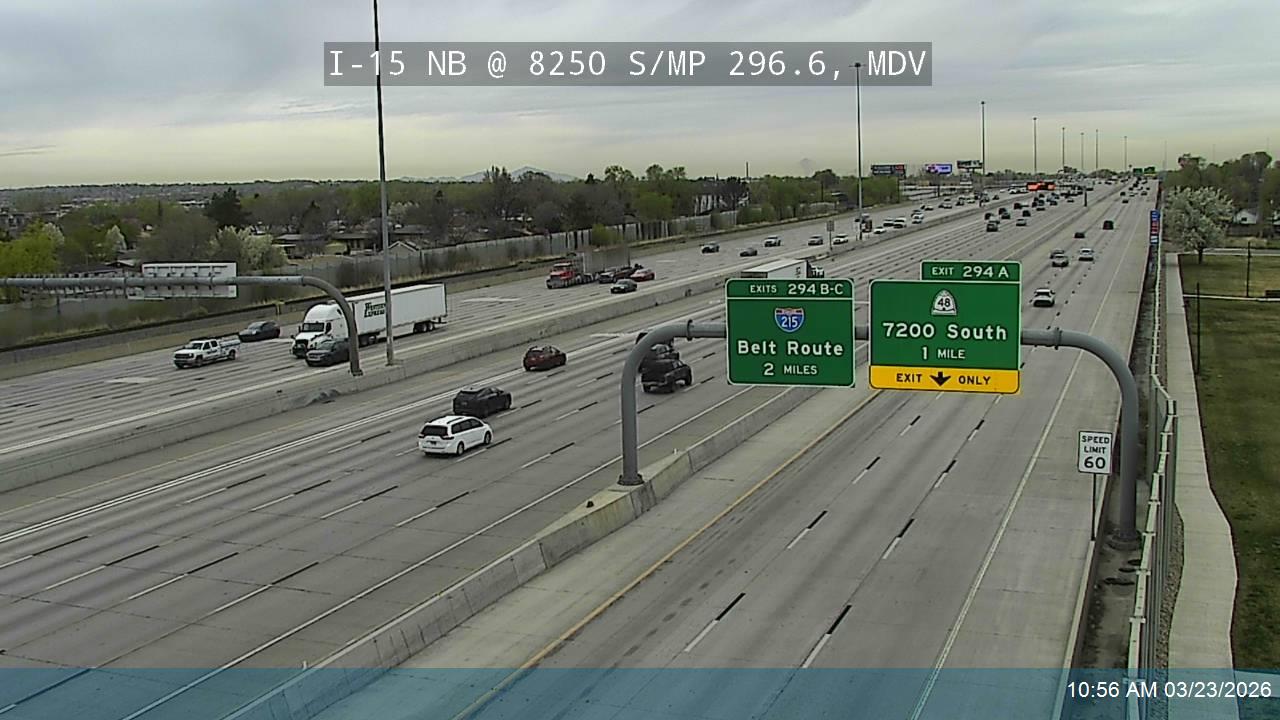I-15 NB @ 8250 S / MP 296.6, MDV live webcam