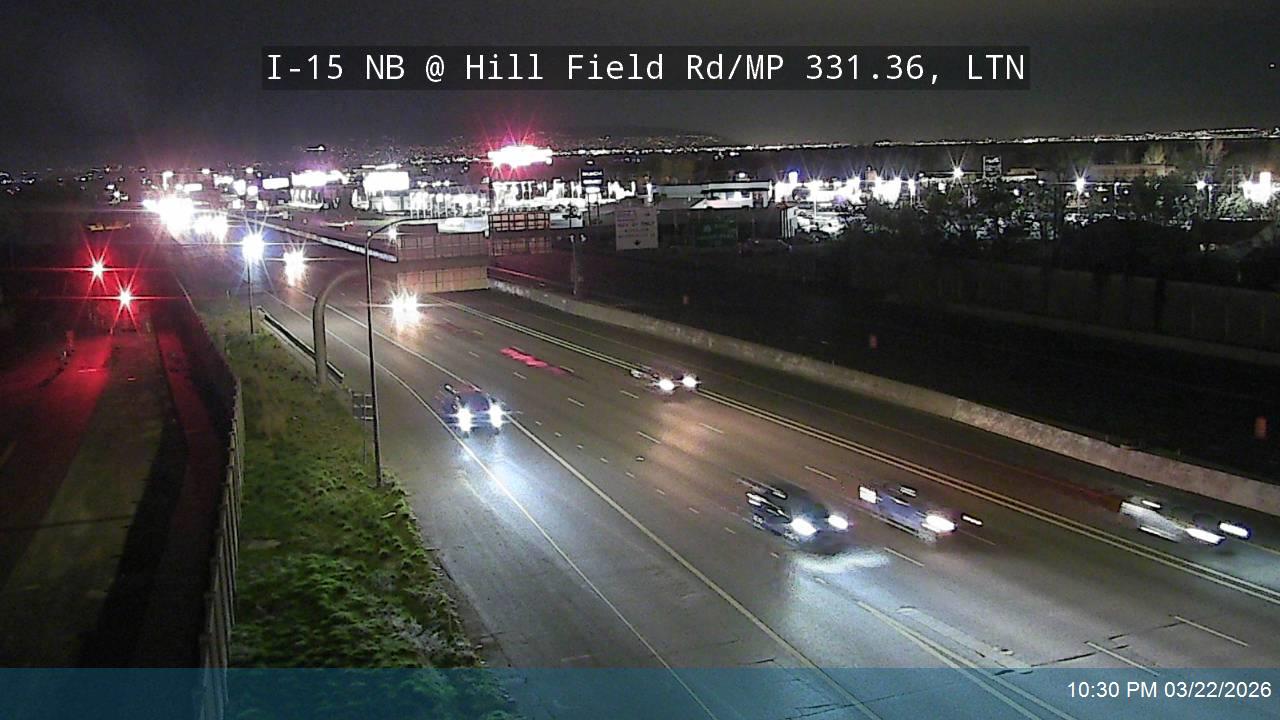 I-15 NB @ Hill Field Rd / 750 N / SR-232 / MP 331.36, LTN live webcam