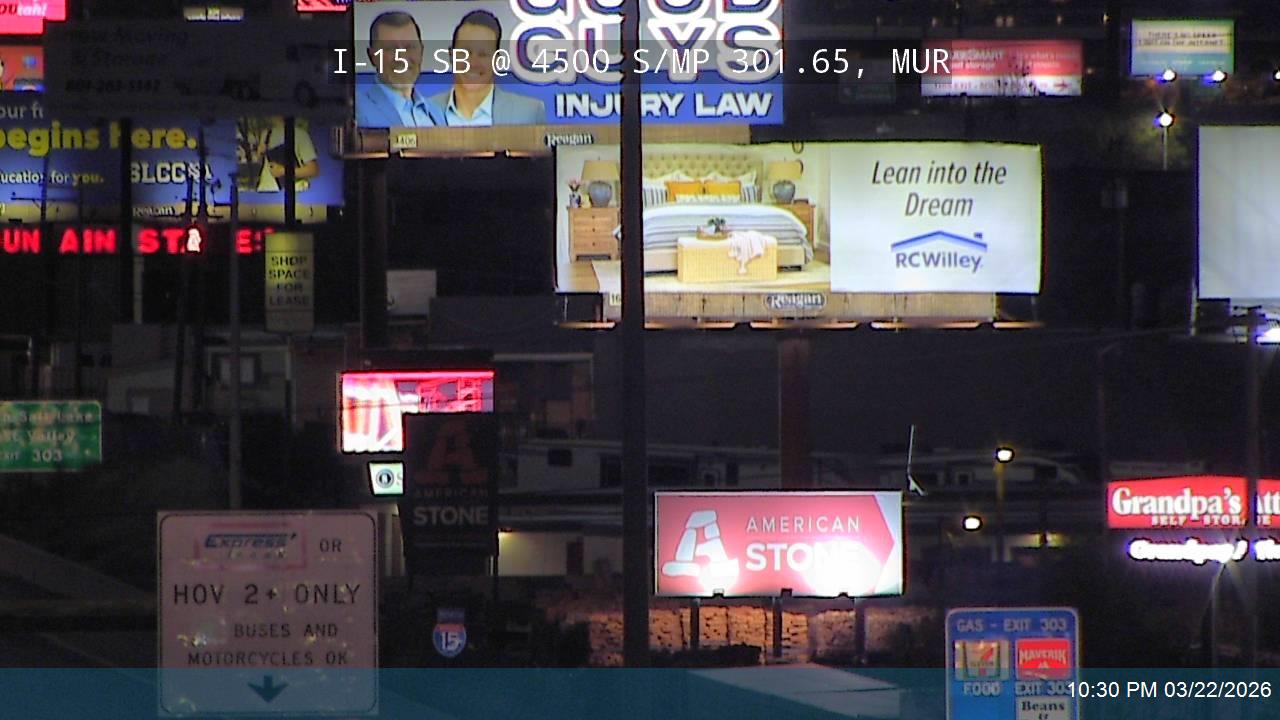I-15 SB @ 4500 S / SR-266 / MP 301.65, MUR live webcam