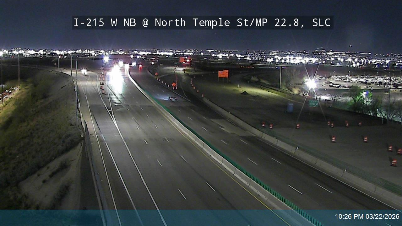 I-215 W NB @ North Temple St / MP 22.8, SLC live webcam