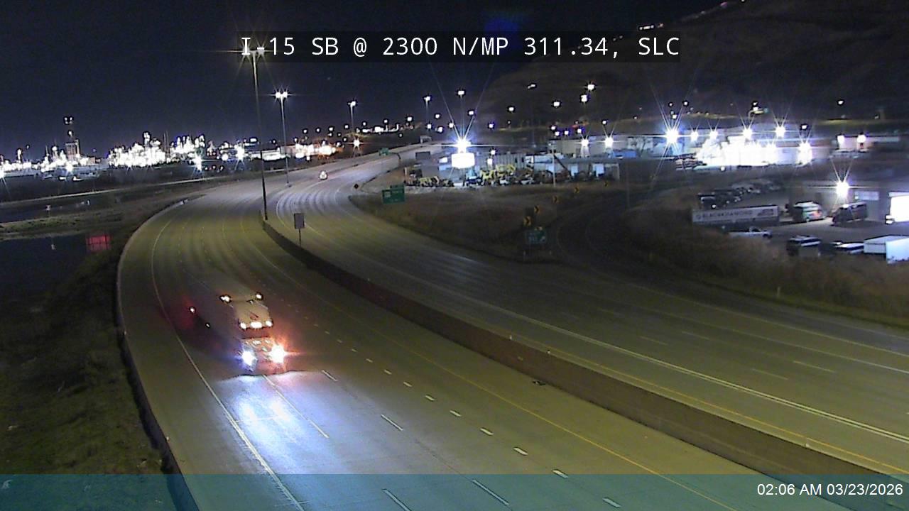 I-15 SB @ 2300 N / Warm Springs Rd / MP 311.34, SLC live webcam