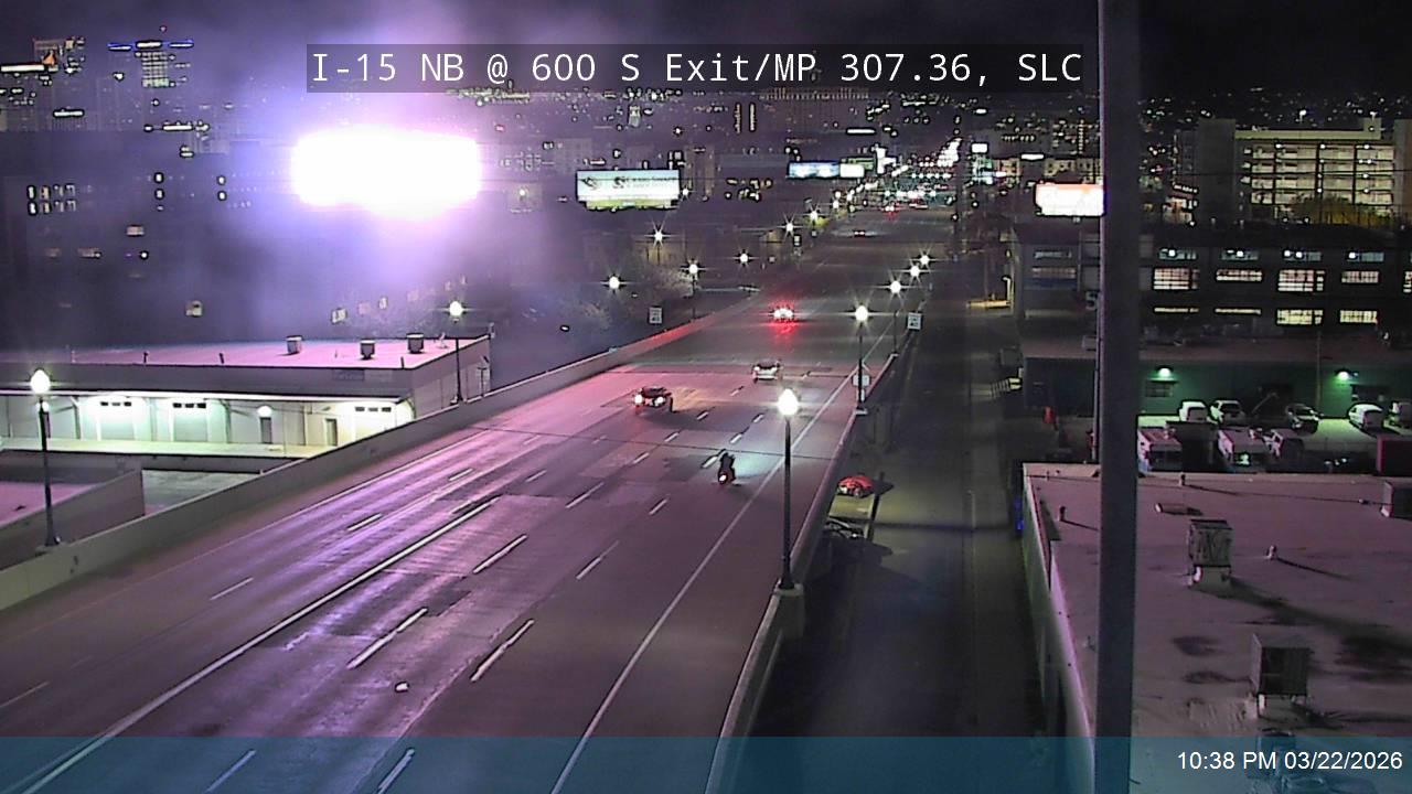 I-15 NB @ 600 S Exit / MP 307.36, SLC live webcam