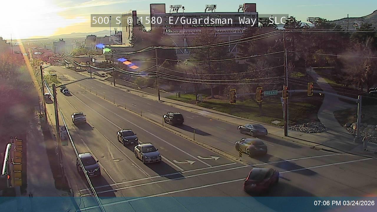 500 S / University Blvd / SR-186 @ 1580 E / Guardsman Way, SLC live webcam
