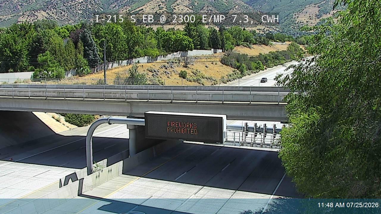 Live UDOT traffic camera: I-215 S EB @ 2300 E / MP 7.3, CWH